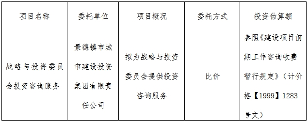 戰(zhàn)略與投資委員會(huì)投資咨詢(xún)服務(wù)計(jì)劃公告　